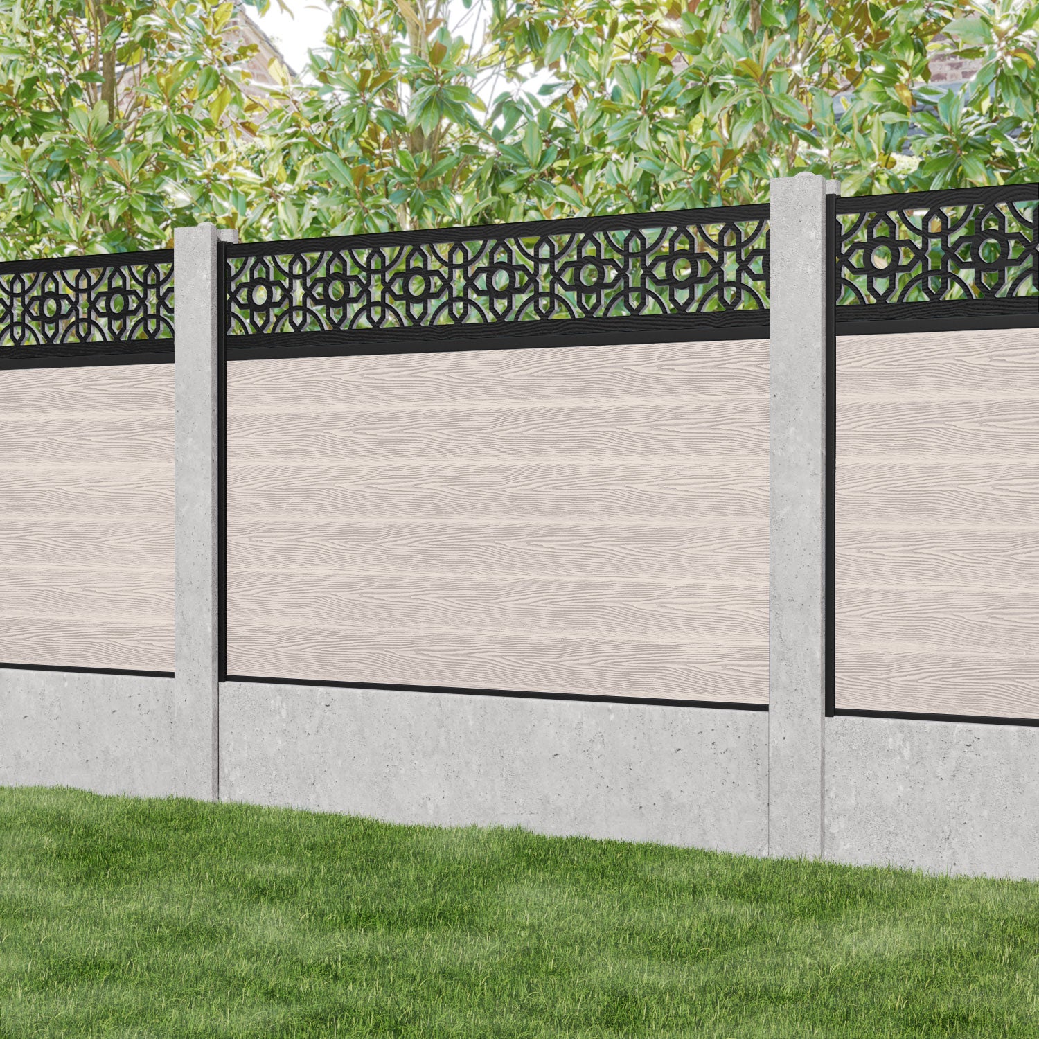 Classic Nabila Fence Panel - Mid Stone - for existing concrete posts