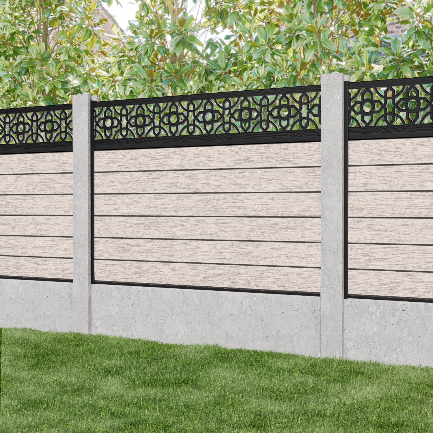 Fusion Nabila Fence Panel - Mid Stone - for existing concrete posts