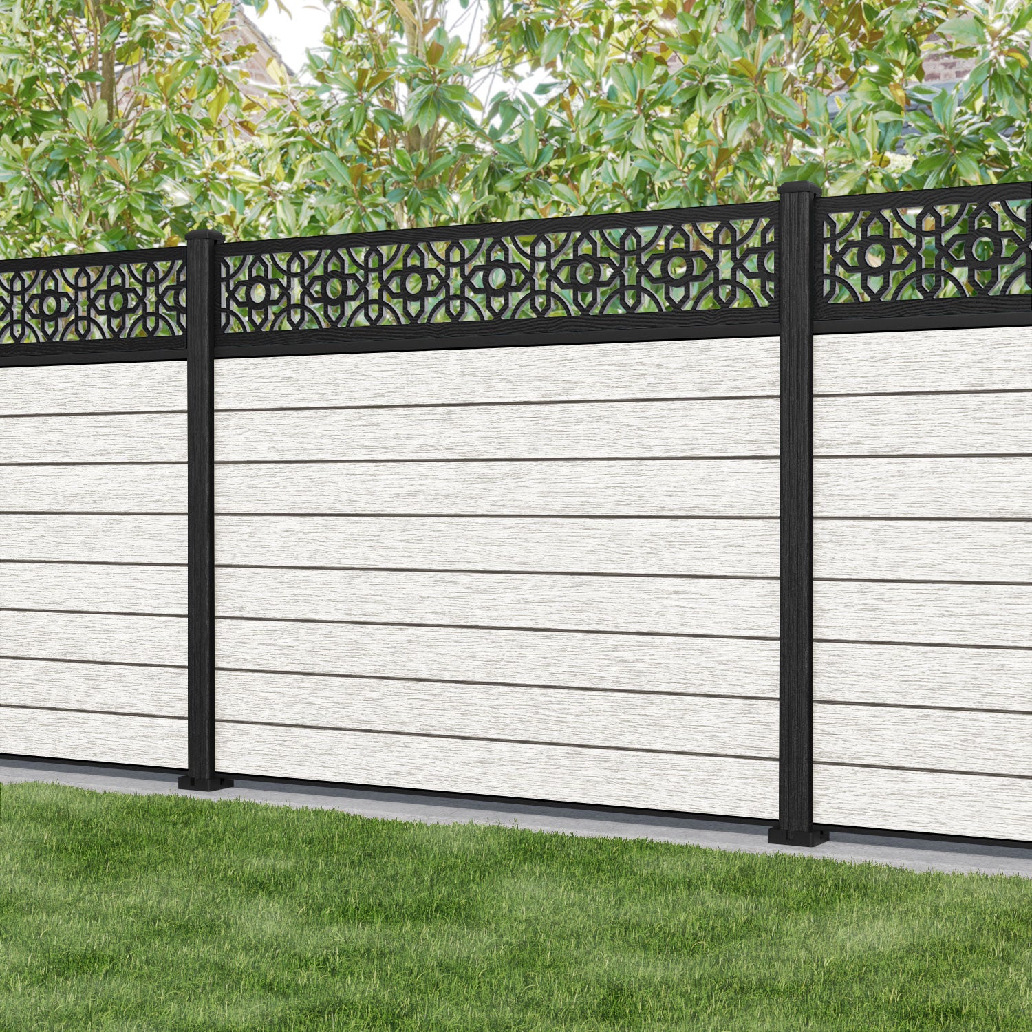 Fusion Nabila Fence Panel - Light Stone - with our composite posts