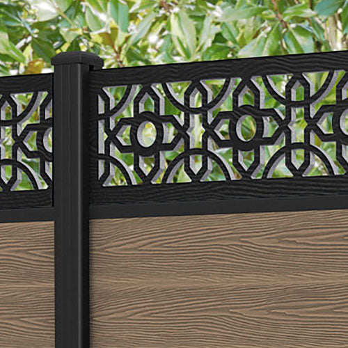Classic Nabila Fence Panel - Teak - with our aluminium posts