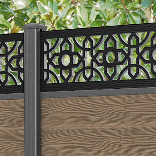 Classic Nabila Fence Panel - Teak - with our aluminium posts