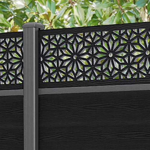 Classic Narwa Fence Panel - Black - with our aluminium posts