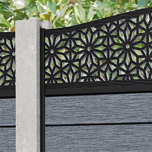 Fusion Narwa Curved Top Fence Panel - Anthracite - for existing concrete posts
