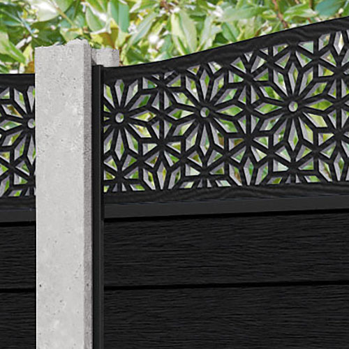 Fusion Narwa Curved Top Fence Panel - Black - for existing concrete posts