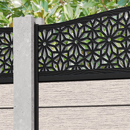 Fusion Narwa Curved Top Fence Panel - Mid Stone - for existing concrete posts