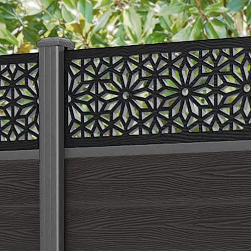 Classic Narwa Fence Panel - Dark Oak - with our aluminium posts