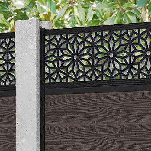 Classic Narwa Fence Panel - Mid Brown - for existing concrete posts