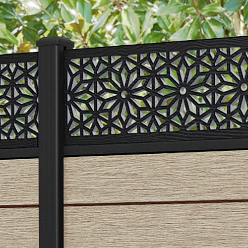 Fusion Narwa Fence Panel - Light Oak - with our aluminium posts