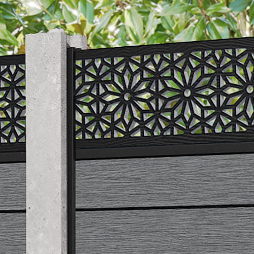 Fusion Narwa Fence Panel - Mid Grey - for existing concrete posts