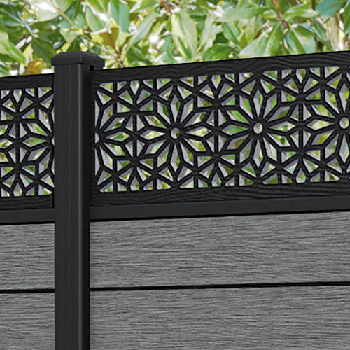 Fusion Narwa Fence Panel - Mid Grey - with our aluminium posts