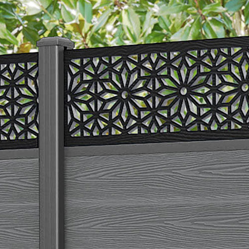 Classic Narwa Fence Panel - Mid Grey - with our aluminium posts
