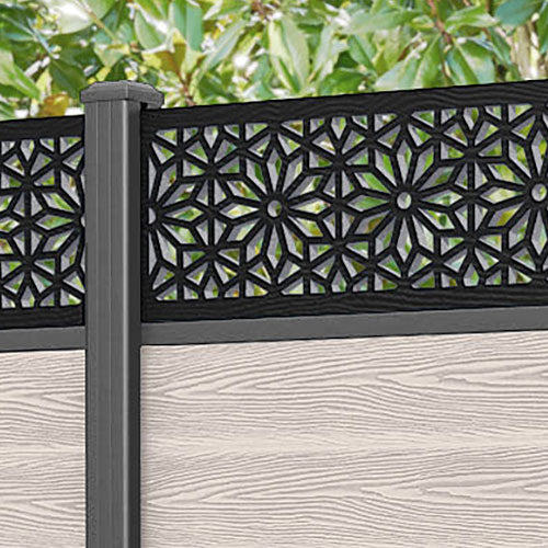 Classic Narwa Fence Panel - Mid Stone - with our aluminium posts