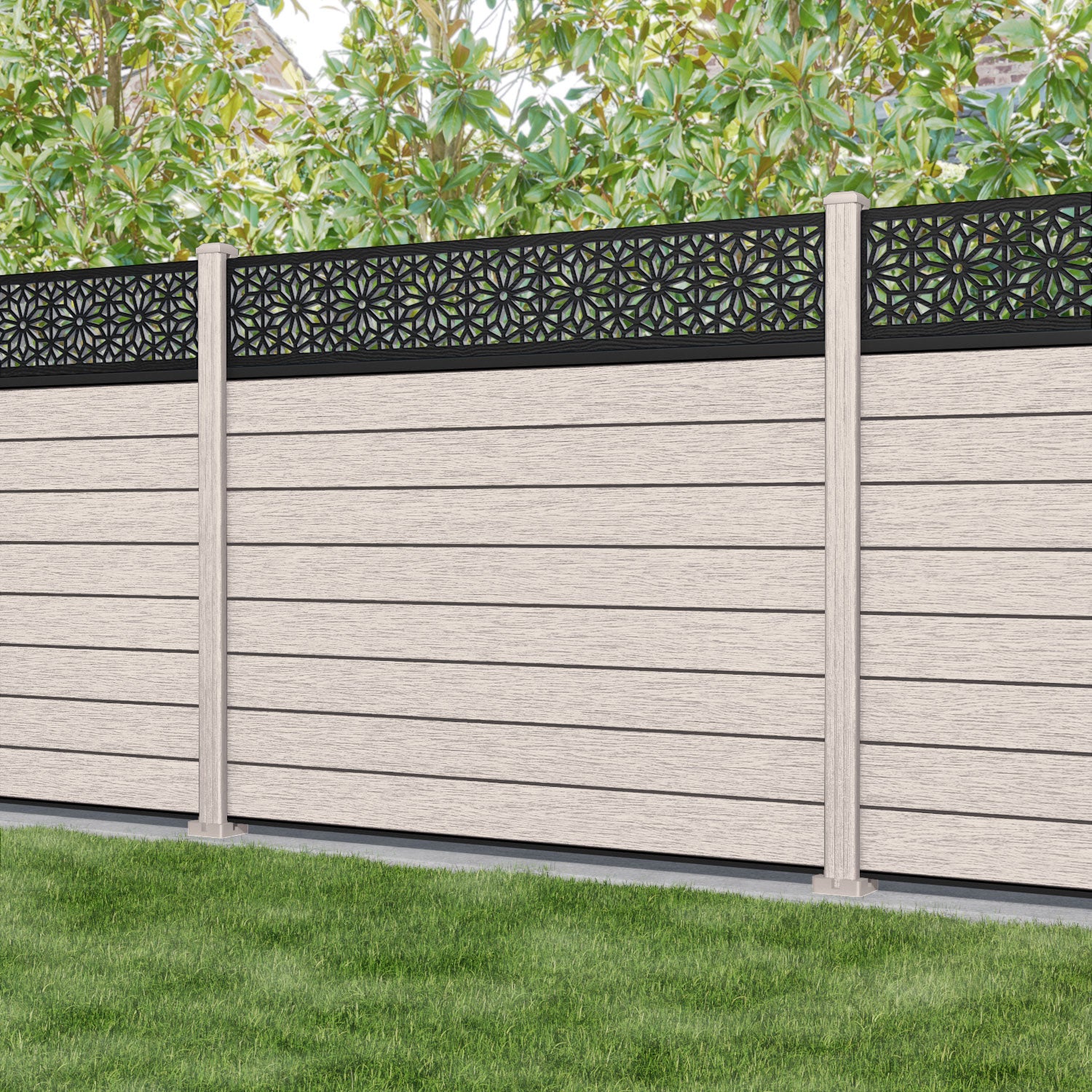 Fusion Narwa Fence Panel - Mid Stone - with our composite posts