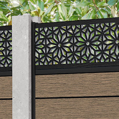Fusion Narwa Fence Panel - Teak - for existing concrete posts