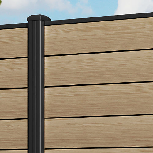 Gate Matching Aluminium Fence Panel - Natural Oak - with our aluminium posts