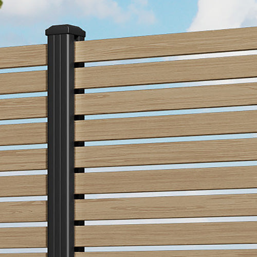 Aria Aluminium Fence Panel - Natural Oak - with our aluminium posts