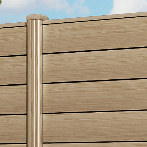 Gate Matching Aluminium Fence Panel - Natural Oak - with our aluminium posts