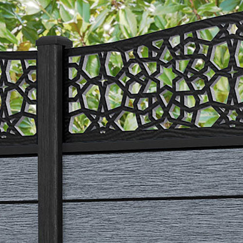 Fusion Nazira Curved Top Fence Panel - Anthracite - with our composite posts