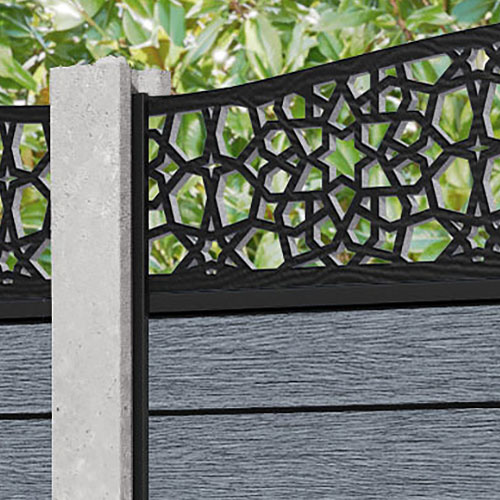 Fusion Nazira Curved Top Fence Panel - Anthracite - for existing concrete posts
