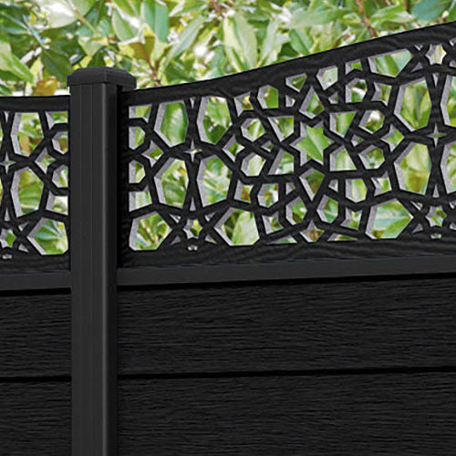 Fusion Nazira Curved Top Fence Panel - Black - with our composite posts