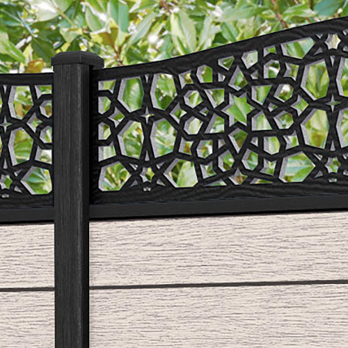 Fusion Nazira Curved Top Fence Panel - Mid Stone - with our composite posts