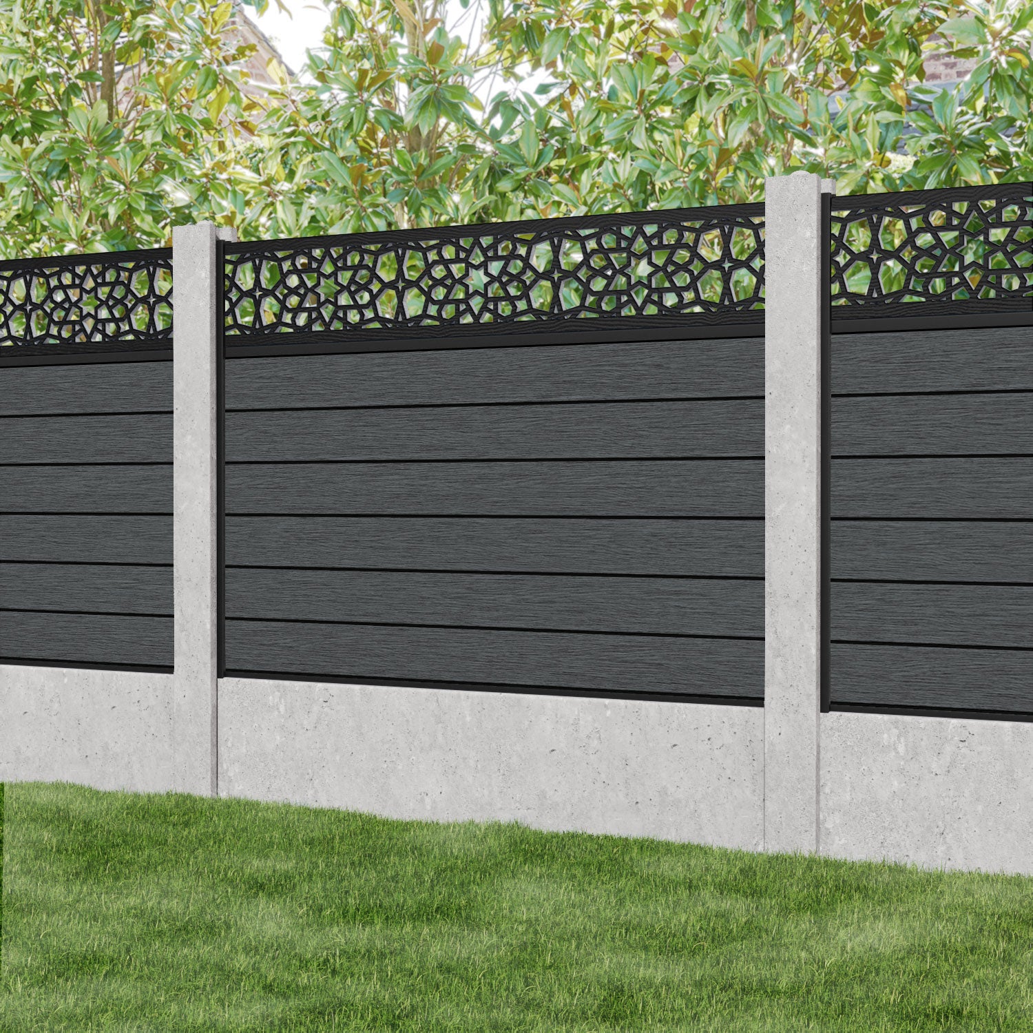 Fusion Nazira Fence Panel - Dark Grey - for existing concrete posts