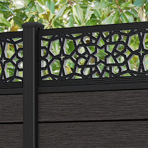 Fusion Nazira Fence Panel - Dark Oak - with our aluminium posts