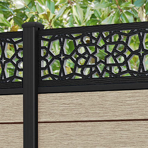 Fusion Nazira Fence Panel - Light Oak - with our aluminium posts