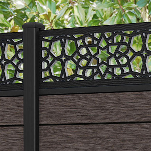 Fusion Nazira Fence Panel - Mid Brown - with our aluminium posts