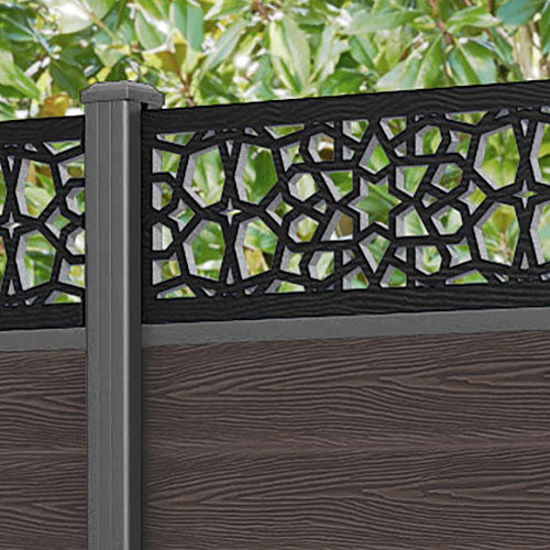 Classic Nazira Fence Panel - Mid Brown - with our aluminium posts