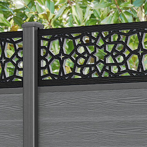 Classic Nazira Fence Panel - Mid Grey - with our aluminium posts