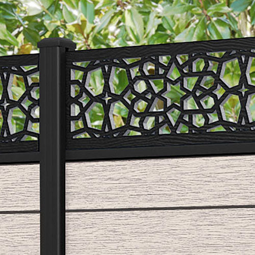 Fusion Nazira Fence Panel - Mid Stone - with our aluminium posts