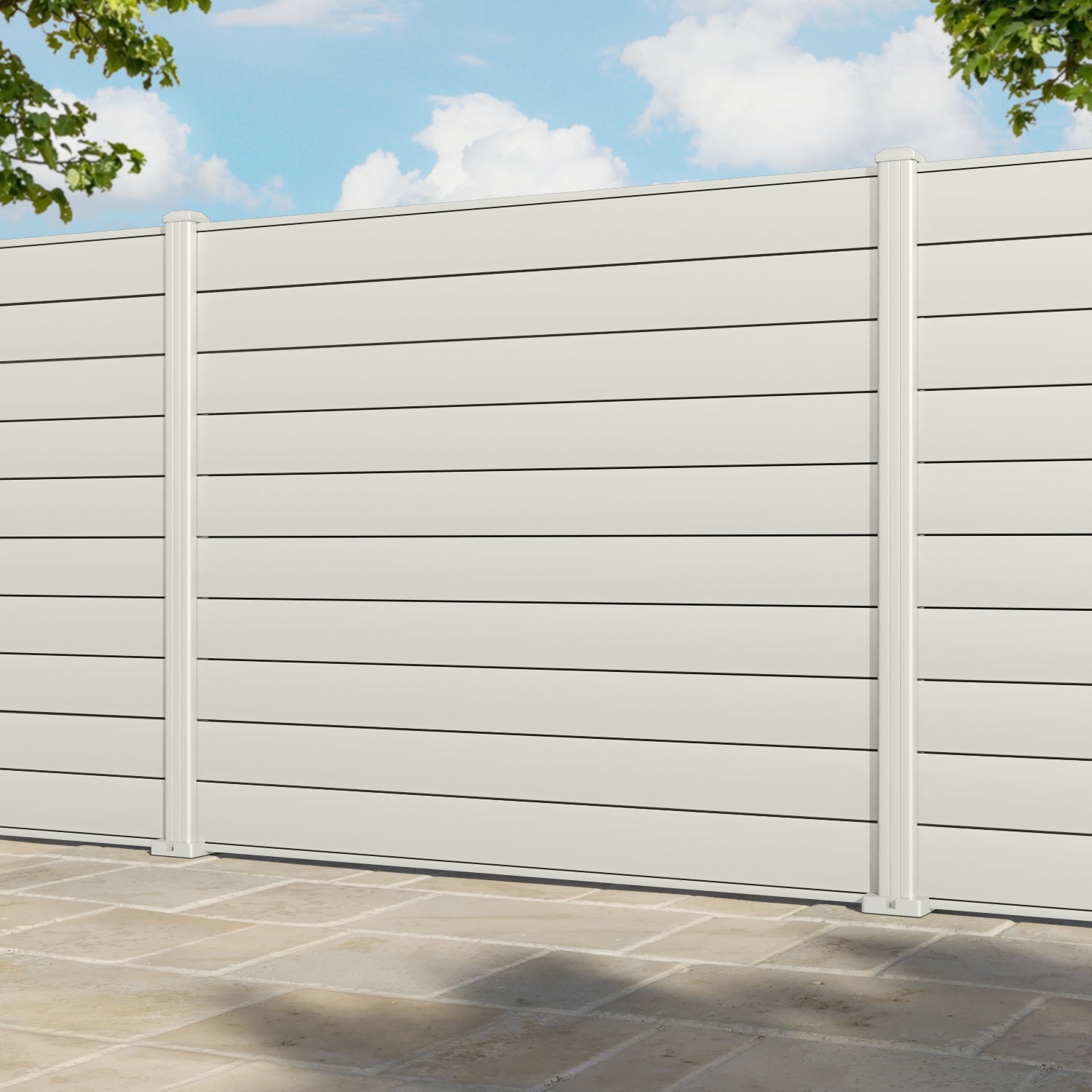 Gate Matching Aluminium Fence Panel - Off White - with our aluminium posts