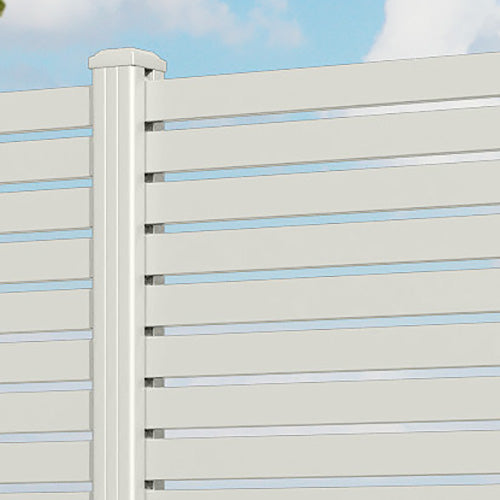 Aria Aluminium Fence Panel - Off White - with our aluminium posts