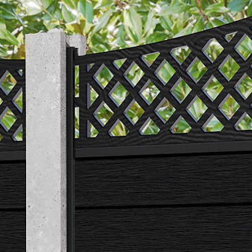 Fusion Oxford Curved Top Fence Panel - Black - for existing concrete posts