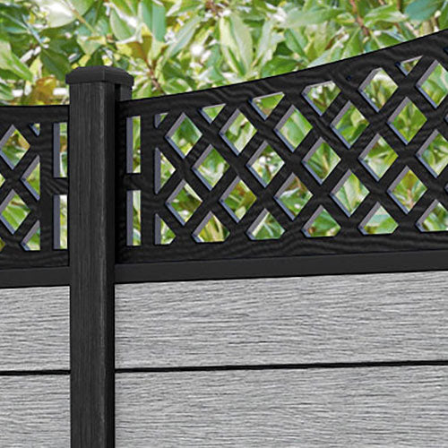 Fusion Oxford Curved Top Fence Panel - Light Grey - with our composite posts