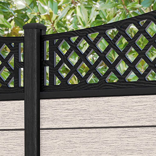 Fusion Oxford Curved Top Fence Panel - Mid Stone - with our composite posts