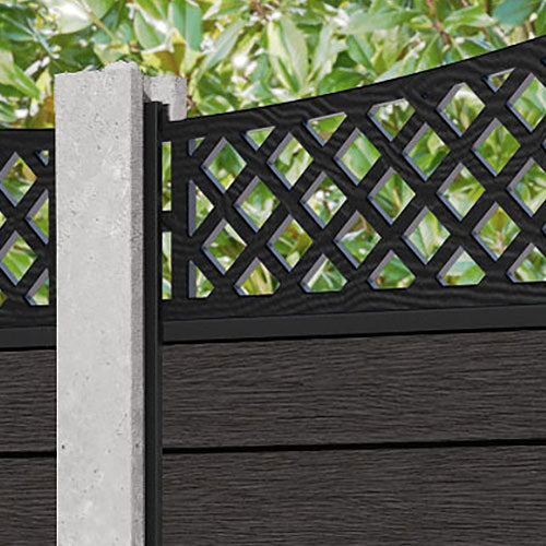 Fusion Oxford Curved Top Fence Panel - Dark Oak - for existing concrete posts