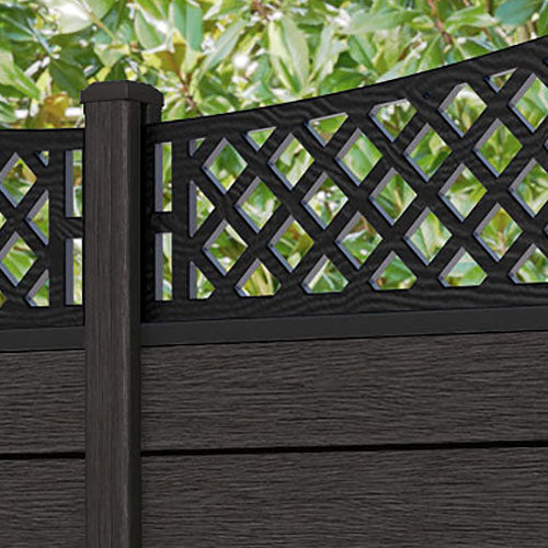 Fusion Oxford Curved Top Fence Panel - Dark Oak - with our composite posts
