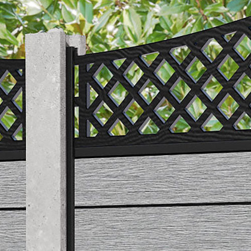 Fusion Oxford Curved Top Fence Panel - Light Grey - for existing concrete posts