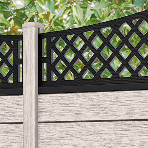 Fusion Oxford Curved Top Fence Panel - Mid Stone - with our composite posts