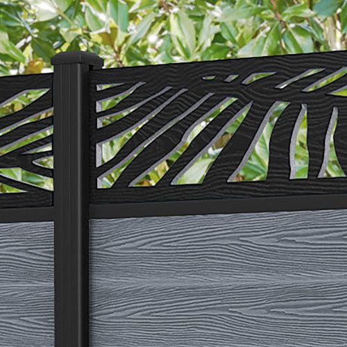 Classic Palm Fence Panel - Anthracite - with our aluminium posts
