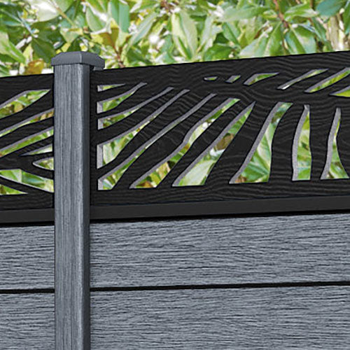 Fusion Palm Fence Panel - Anthracite - with our composite posts