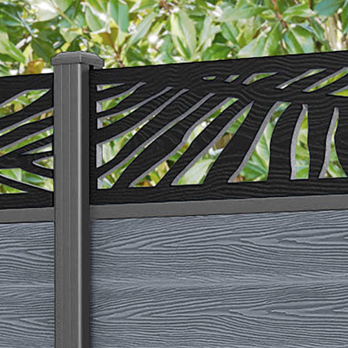 Classic Palm Fence Panel - Anthracite - with our aluminium posts