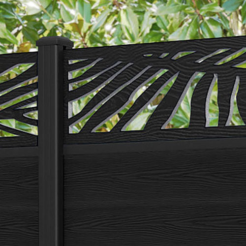 Classic Palm Fence Panel - Black - with our aluminium posts
