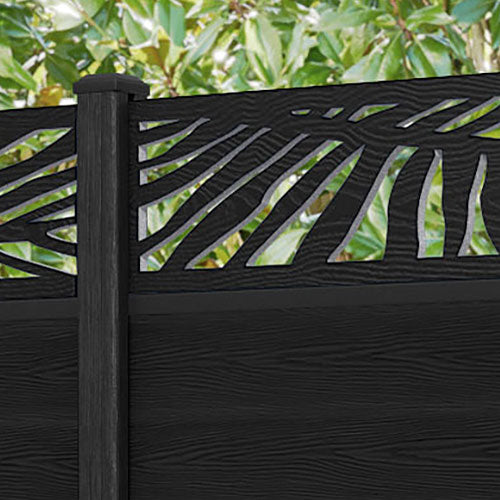 Classic Palm Fence Panel - Black - with our composite posts