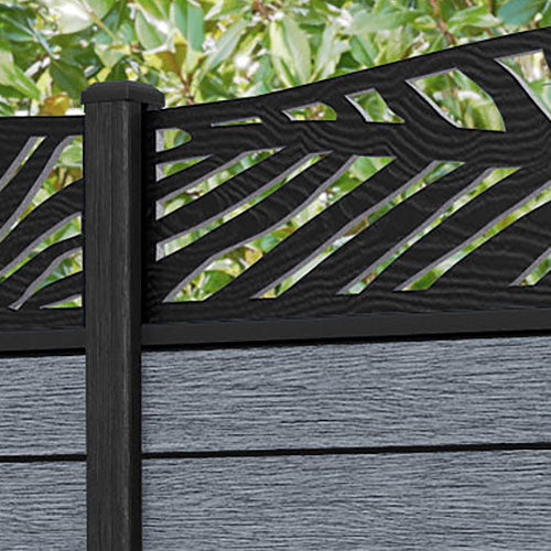 Fusion Palm Curved Top Fence Panel - Anthracite - with our composite posts