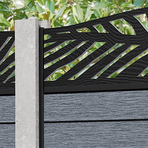Fusion Palm Curved Top Fence Panel - Anthracite - for existing concrete posts