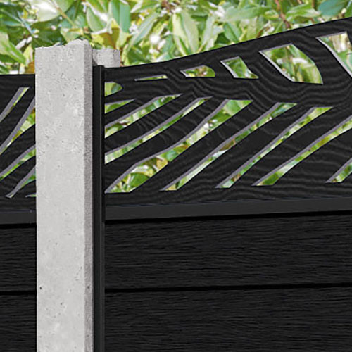 Fusion Palm Curved Top Fence Panel - Black - for existing concrete posts