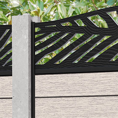 Fusion Palm Curved Top Fence Panel - Mid Stone - for existing concrete posts